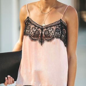 NWT Sand and Black Lace Cami
